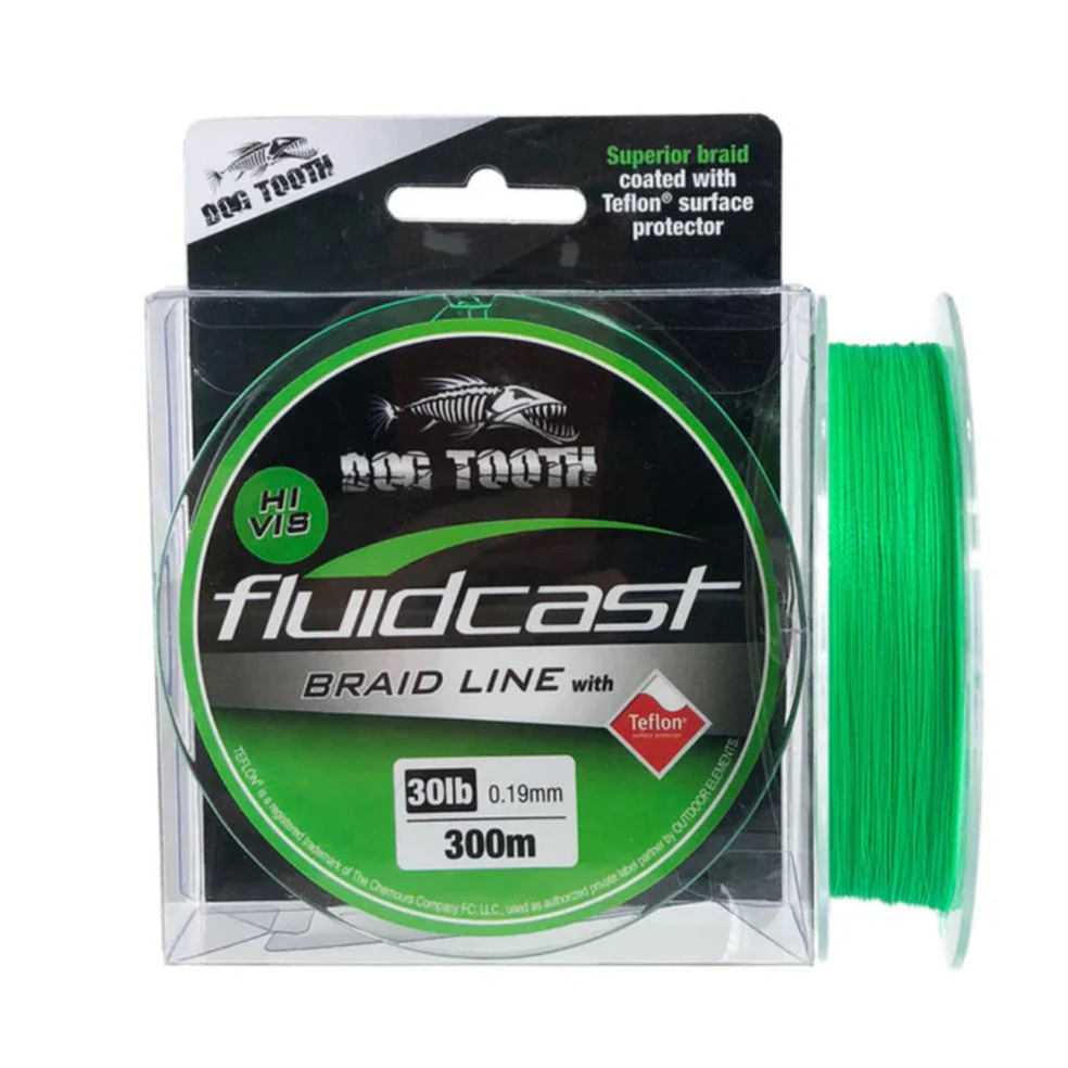 Dog Tooth Fluid Cast X4 Hi Vis Green Braid 300m - Image 2