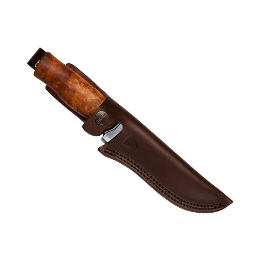 HELLE GT Knife H3LS - 4.84 Inch Blade - Curly Birch Handle 123mm - Image 2