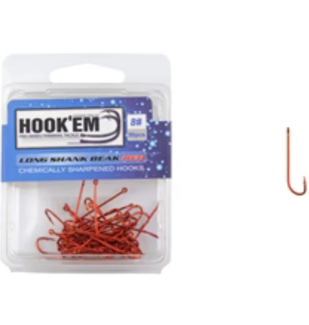 Hook'em Long Shank Red Hooks - 50 pack - Image 3
