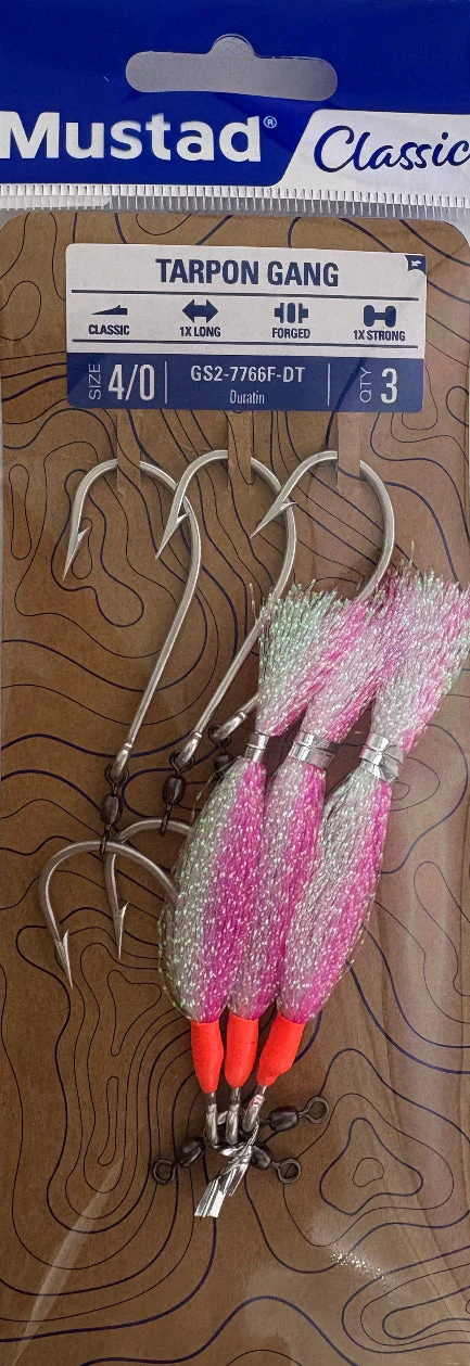 Mustad Tarpon 2 Hook Gang w Flasher 7766F-DT - Image 2