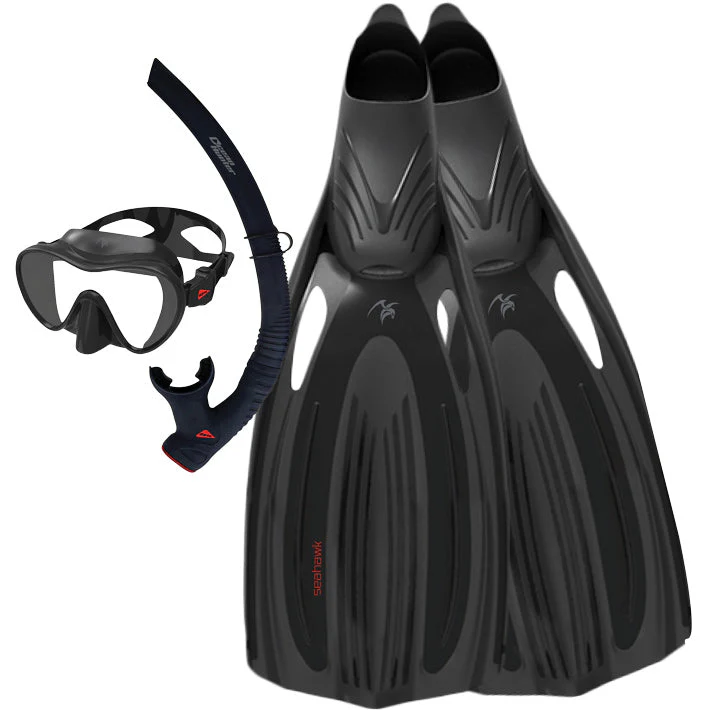 Ocean Hunter Seahawk Mask/Snorkel/Fin Set Black - Image 4