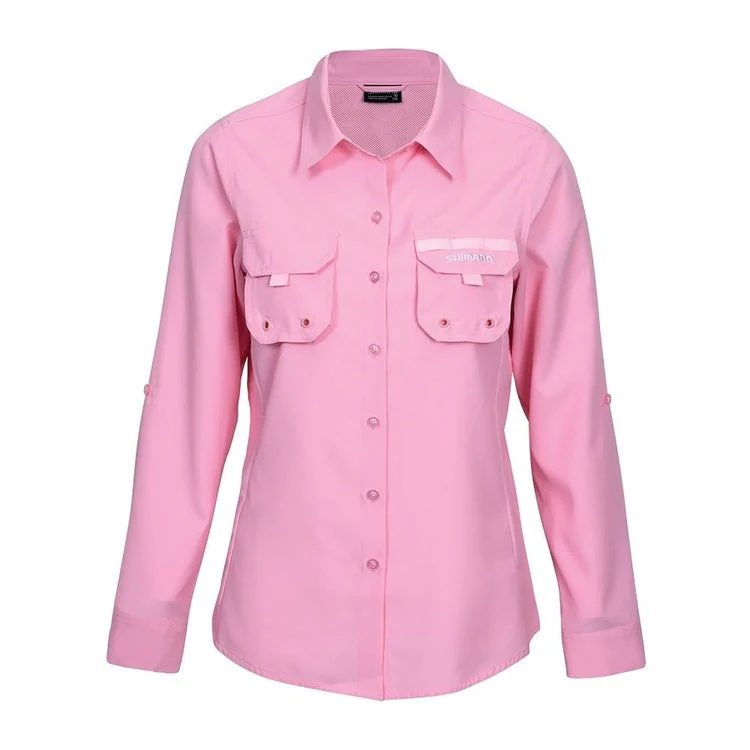 SHIMANO Ladies Vented Fishing Shirt - Pink - Image 4