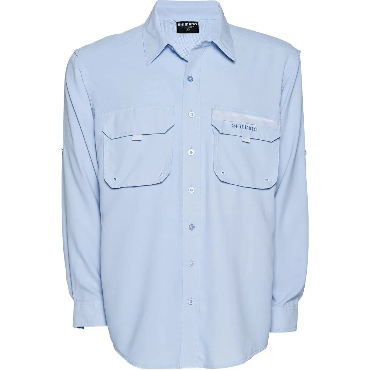 SHIMANO Mens Skyway Blue Vented Fishing Shirt - Image 3